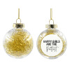 Transparent Christmas tree ball ornament with gold filling 8cm