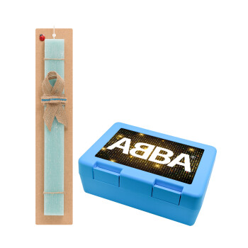 ABBA, Easter Set, children's snack container BLUE & Easter aromatic flat candle (30cm) (TURQUOISE)