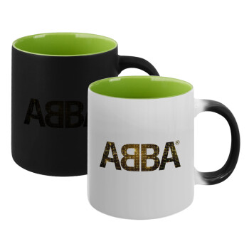 ABBA, Κούπα Μαγική εσωτερικό πράσινο, κεραμική 330ml που αλλάζει χρώμα με το ζεστό ρόφημα (1 τεμάχιο)