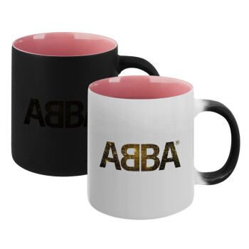 ABBA, Κούπα Μαγική εσωτερικό ΡΟΖ, κεραμική 330ml που αλλάζει χρώμα με το ζεστό ρόφημα (1 τεμάχιο)