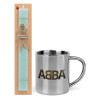 Easter Set, metallic thermal cup (300ml) & aromatic flat Easter candle (30cm) (TURQUOISE)