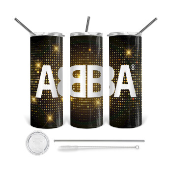 ABBA, 360 Eco friendly stainless steel tumbler 600ml, with metal straw & cleaning brush