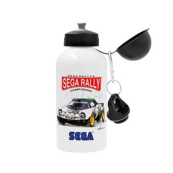 SEGA RALLY 2, Metal water bottle, White, aluminum 500ml