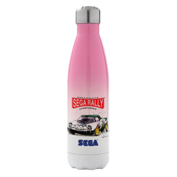 SEGA RALLY 2, Metal mug thermos Pink/White (Stainless steel), double wall, 500ml