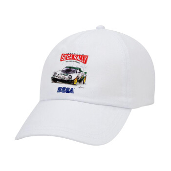 SEGA RALLY 2, Adult Baseball Cap White 5-panel (POLYESTER, ADULT, UNISEX, ONE SIZE)