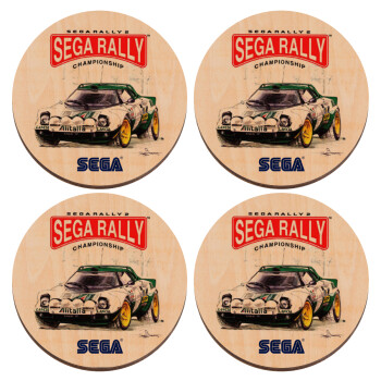 SEGA RALLY 2, ΣΕΤ x4 Σουβέρ ξύλινα στρογγυλά plywood (9cm)