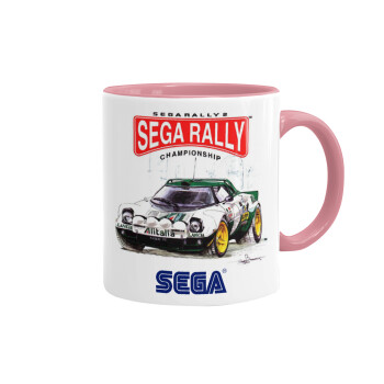 SEGA RALLY 2, Κούπα χρωματιστή ροζ, κεραμική, 330ml