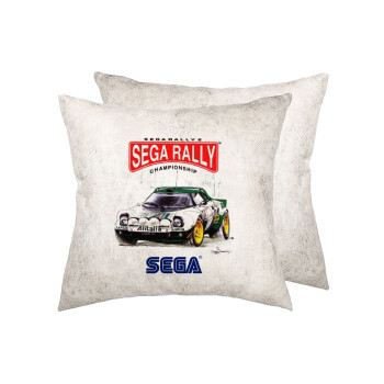 SEGA RALLY 2, Μαξιλάρι καναπέ Δερματίνη Γκρι 40x40cm με γέμισμα