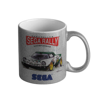 SEGA RALLY 2, Κούπα Ασημένια Glitter που γυαλίζει, κεραμική, 330ml