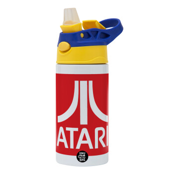 atari, Children's hot water bottle, stainless steel, with safety straw, green, blue (360ml) BPA FREE