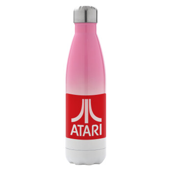 atari, Metal mug thermos Pink/White (Stainless steel), double wall, 500ml
