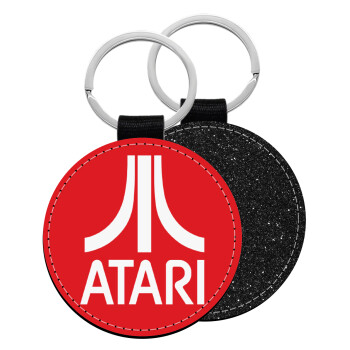 atari, Μπρελόκ Δερματίνη, στρογγυλό ΜΑΥΡΟ (5cm)