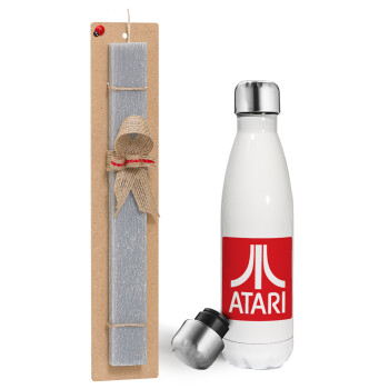 atari, Easter candle, metallic white thermos bottle (500ml) & aromatic flat candle (30cm) (GRAY)