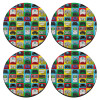 SET of 4 round wooden coasters (9cm)