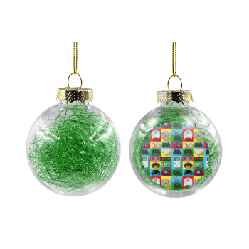 Gaming Controllers, Transparent Christmas tree ball ornament with green filling 8cm