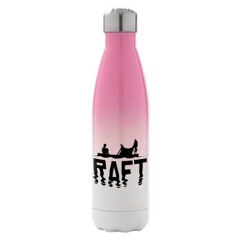 raft, Metal mug thermos Pink/White (Stainless steel), double wall, 500ml