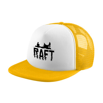 raft, Adult Soft Trucker Hat with Yellow/White Mesh (POLYESTER, ADULT, UNISEX, ONE SIZE)