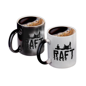 raft, Color changing magic Mug, ceramic, 330ml when adding hot liquid inside, the black colour desappears (1 pcs)