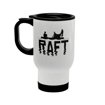 raft, Stainless steel travel mug with lid, double wall white 450ml