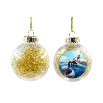 raft, Transparent Christmas tree ball ornament with gold filling 8cm