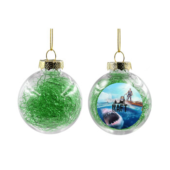 raft, Transparent Christmas tree ball ornament with green filling 8cm