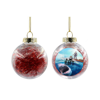 raft, Transparent Christmas tree ball ornament with red filling 8cm