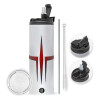 Travel Tumbler 2 Lids, with metal straw & cleaning brush (Stainless steel 304 Food grade, BPA free, 600ml)