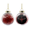 Transparent Christmas tree ball ornament with red filling 8cm