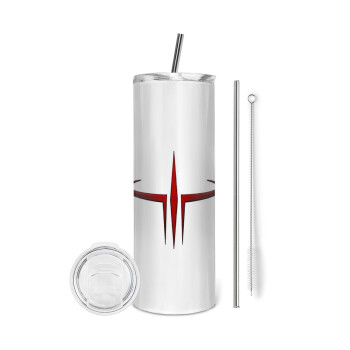 Quake 3 arena, Eco friendly stainless steel tumbler 600ml, with metal straw & cleaning brush
