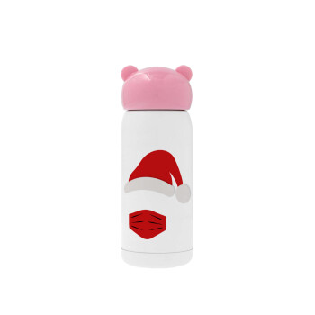 Santa ware a mask, Pink stainless steel thermal flask, 320ml