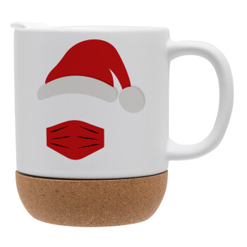 Santa ware a mask, Ceramic coffee mug Cork (MAT), 330ml (1pcs)