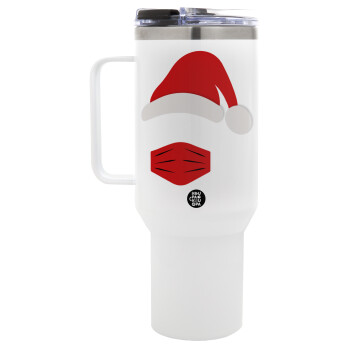 Santa ware a mask, Mega Tumbler με καπάκι, διπλού τοιχώματος (θερμό) 1,2L