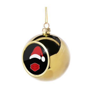 Santa ware a mask, Χριστουγεννιάτικη μπάλα δένδρου Χρυσή 8cm