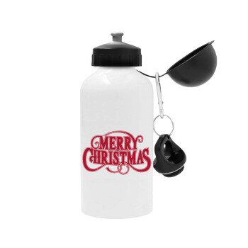 Merry Christmas classical, Metal water bottle, White, aluminum 500ml