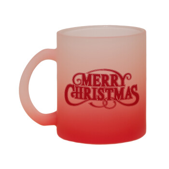 Merry Christmas classical, Κούπα γυάλινη δίχρωμη με βάση το κόκκινο ματ, 330ml