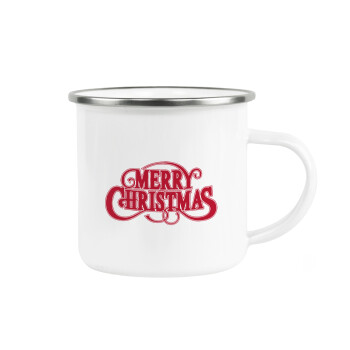 Merry Christmas classical, Metallic enamel cup white 360ml