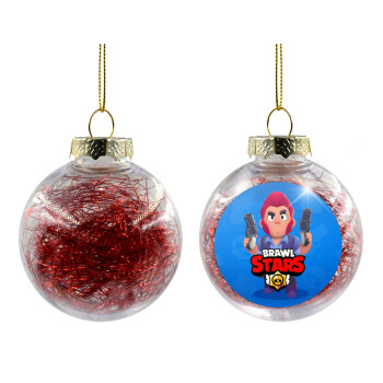 Brawl Stars Colt, Χριστουγεννιάτικη μπάλα δένδρου διάφανη με κόκκινο γέμισμα 8cm