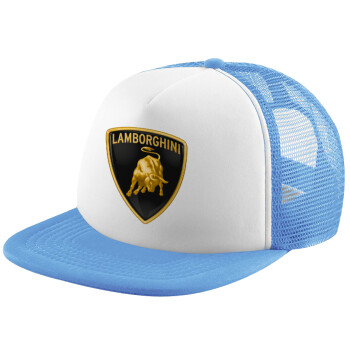 Lamborghini, Καπέλο παιδικό Soft Trucker με Δίχτυ ΓΑΛΑΖΙΟ/ΛΕΥΚΟ (POLYESTER, ΠΑΙΔΙΚΟ, ONE SIZE)