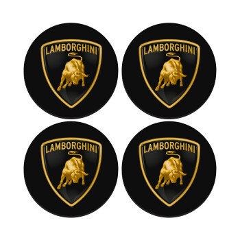 Lamborghini, SET of 4 round wooden coasters (9cm)