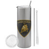 Eco friendly stainless steel Silver tumbler 600ml, with metal straw & cleaning brush