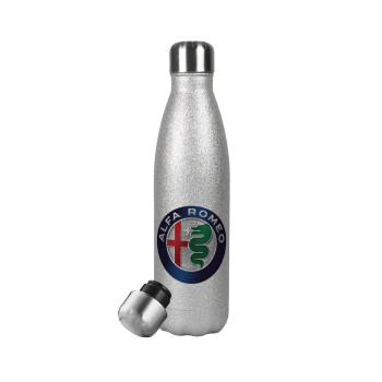 Alfa Romeo, Metallic Glitter Silver Thermos Flask (Stainless steel), double-walled, 500ml