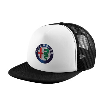 Alfa Romeo, Καπέλο Ενηλίκων Soft Trucker με Δίχτυ Black/White (POLYESTER, ΕΝΗΛΙΚΩΝ, UNISEX, ONE SIZE)