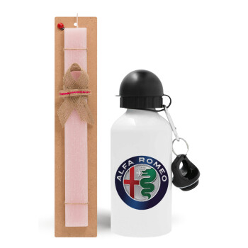 Alfa Romeo, Easter Set, metallic aluminum bottle (500ml) & aromatic flat Easter candle (30cm) (PINK)