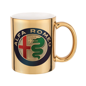 Alfa Romeo, Mug ceramic, gold mirror, 330ml