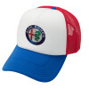 Adult Soft Trucker Hat with Red/Blue/White Mesh (POLYESTER, ADULT, UNISEX, ONE SIZE)