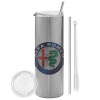 Tumbler stainless steel Silver 600ml, with metal straw & cleaning brush