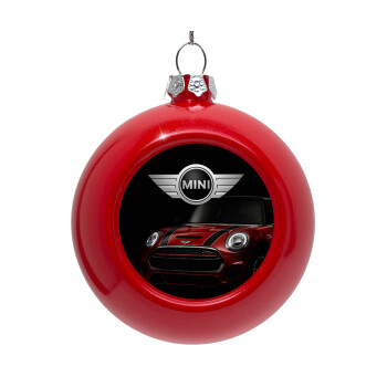 mini cooper, Red Christmas tree ornament bauble 8cm