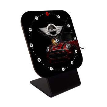 mini cooper, Quartz Wooden table clock with hands (10cm)