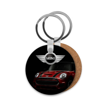 mini cooper, Μπρελόκ Ξύλινο στρογγυλό MDF Φ5cm