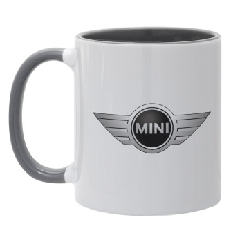 mini cooper, Κούπα χρωματιστή γκρι, κεραμική, 330ml